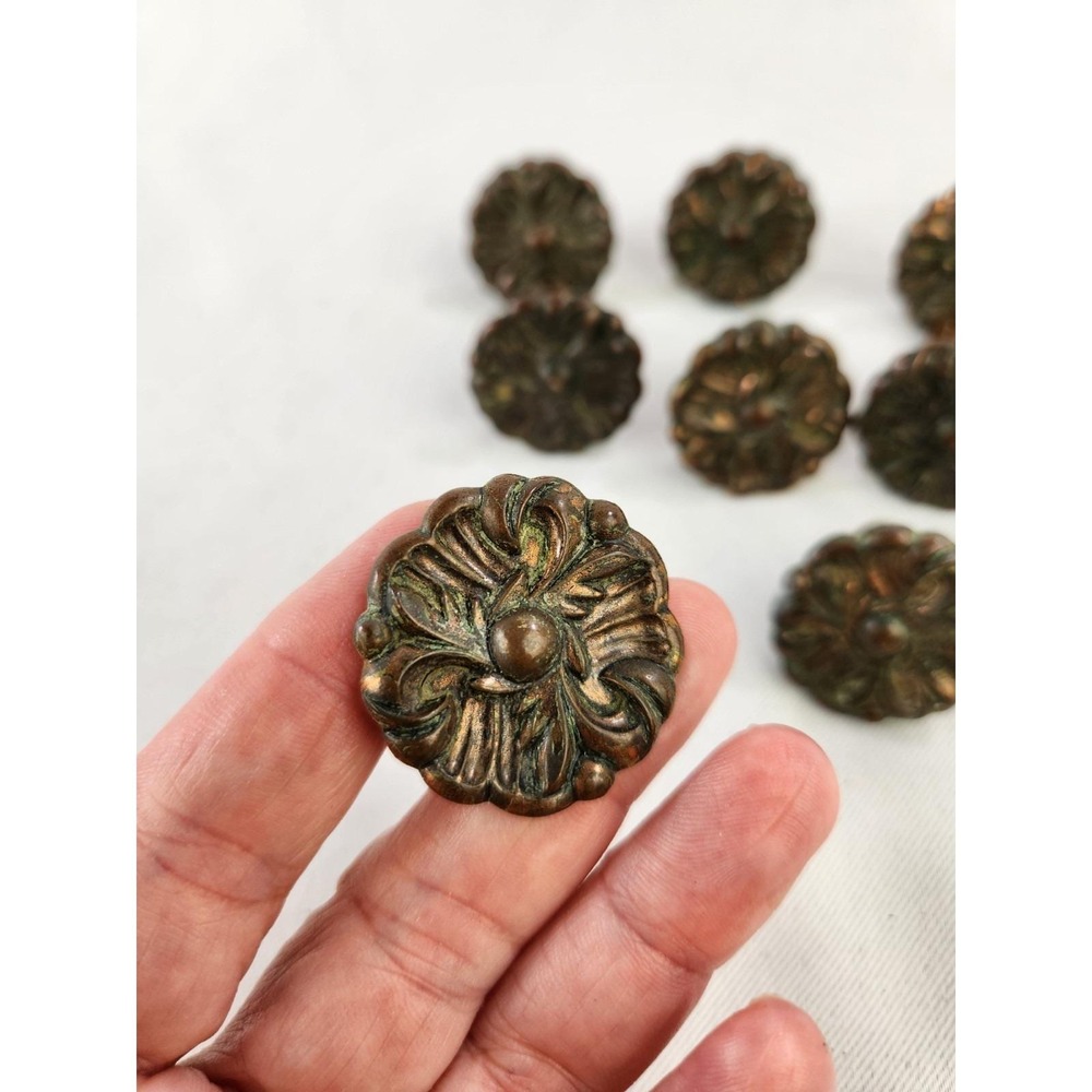 8 vintage Amerock RDCA 1960 Bronze Copper Floral Knobs Pulls French Provincial